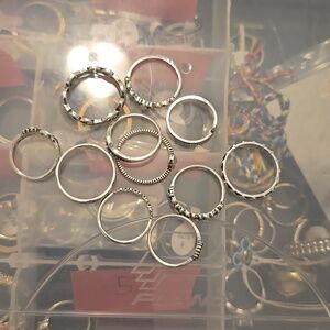 Bundle of silver rings different sizes